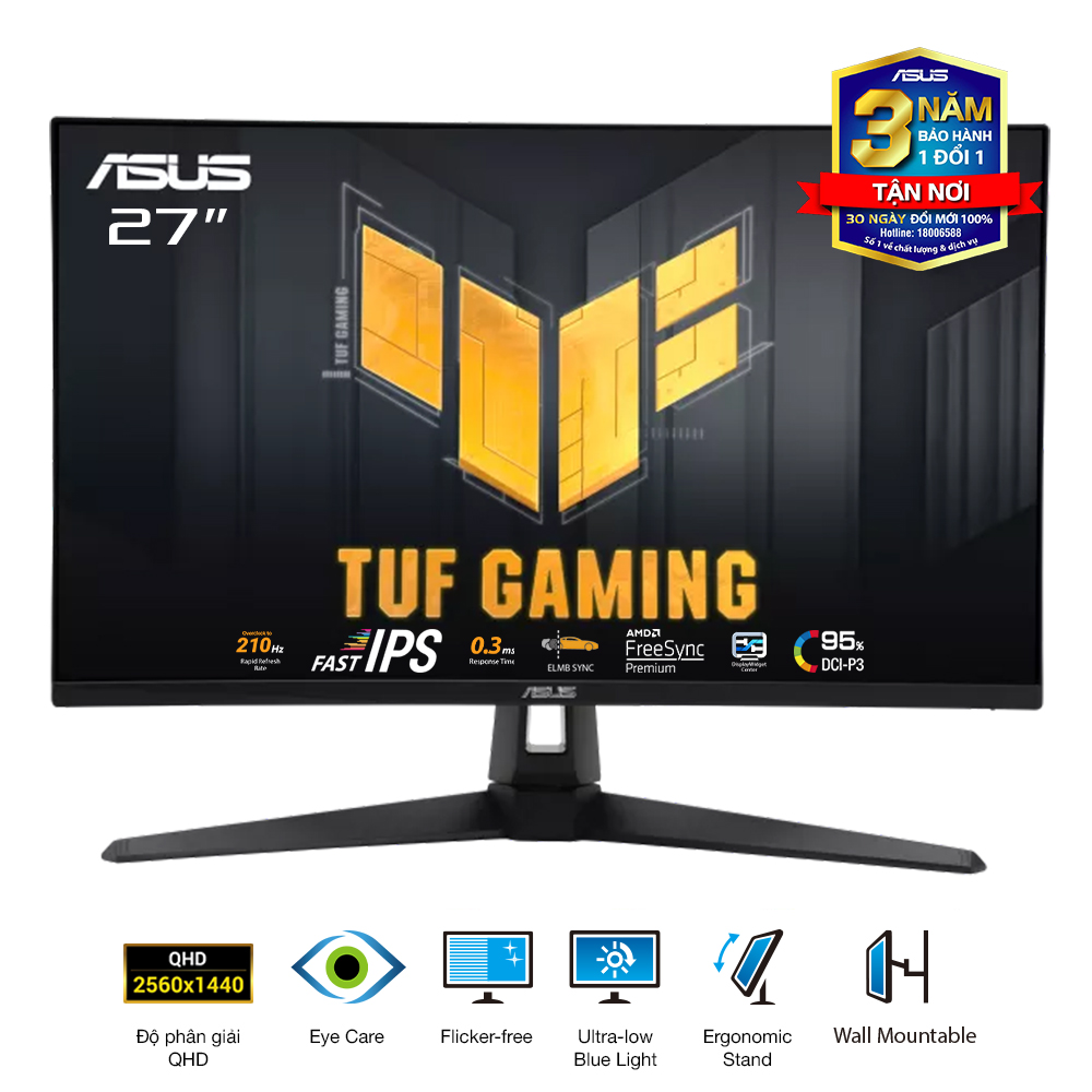 Màn hình máy tính Asus TUF GAMING VG27AQM5A | 27 inch - 2K - IPS - 300Hz - Speaker | 0326